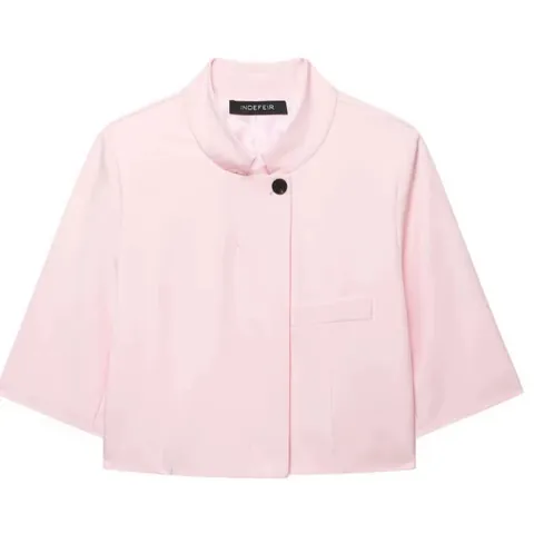 Giacca Blazer Cropped da Donna a Maniche Corte Minimalista Tinta Unita in Acrilico Monopetto Collo Alto Giacca da Completo Casual