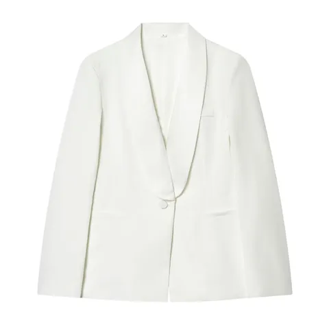 Women Elegant White Shawl Collar Blazer Jacket And High Waist Wide Leg Pants Top And Bottom European Professional Office Suit