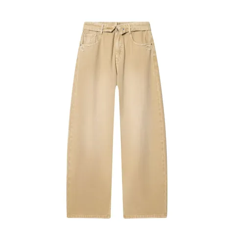 Pantalon Jean Femme Mode Taille Repliée Jambe Droite Taille Haute Kaki Décontracté en Denim pour Streetwear Femme Mode
