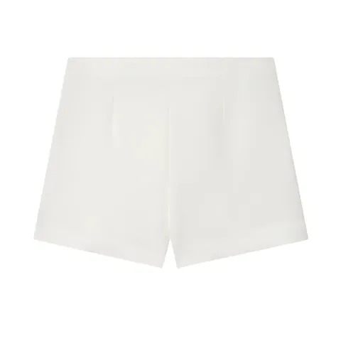 Women's Fashion Asymmetrical Skort White High Waist Wrap Short Skirt With Gold Metal Buckle Streetwear Polyester Bottoms