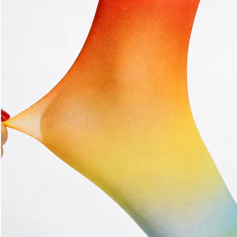 Rainbow Gradient Pantyhose Women Nylon Spandex High Waist Fishnet Stockings Party Nightclub Hollow Out Fashion Tights