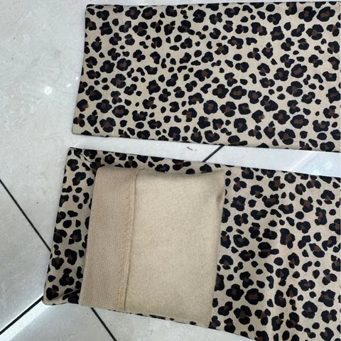 Women's Casual Leopard Print Digital Printed Capri Leggings Fleece Lined Slim Fit High Waist Bottom For Spring Autumn