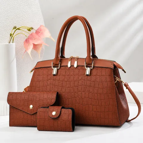 Damen Steinmuster Geprägt PU Leder Hohe Qualität Große Kapazität Tote Handtasche Schultertasche Mit Geldbörse Kartenhalter