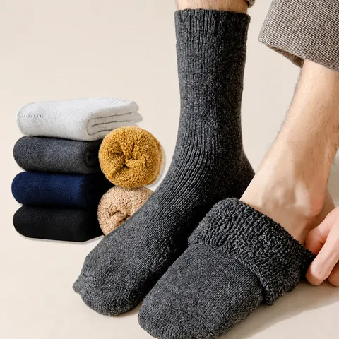 Chaussettes en Coton Épaissi pour Hommes et Femmes Chaussettes Équipage Couleur Unie Antibactérien Désodorisant Chaussettes en Éponge