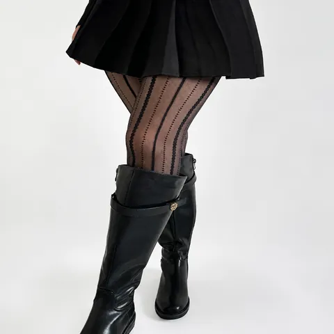 Women's Plus Size Jacquard Tights Vertical Stripe Cable Dot Sheer Pantyhose Thin Transparent Stockings For Women
