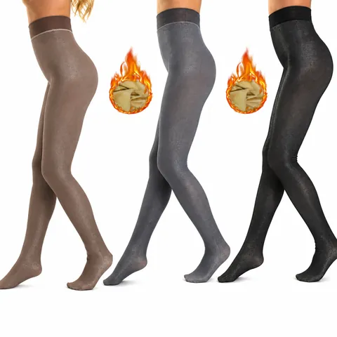 Damen Glitzernde Metallic Thermostrumpfhose Hohe Taille Fake Transparente Warme Winter Leggings Mit Fuß Unterteil