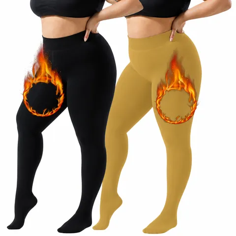 Leggings da Donna Taglie Forti Invernali Caldi Foderati in Pile Vita Alta Elastici Termici Collant Tinta Unita Spessi Pantaloni