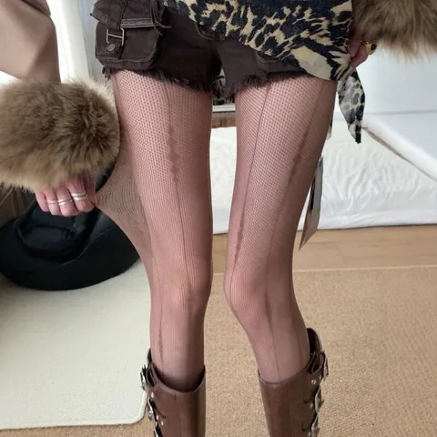 Women Sexy Diamond Pattern Hollow Out Mesh Pantyhose Thin Lace Nylon Tights Retro Vertical Stripes Bottom Hosiery For Party