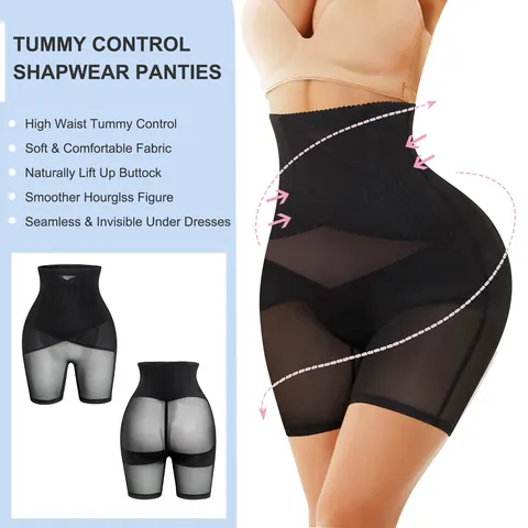 Women High Waist Tummy Control Shapewear Butt Lifter Panties Mesh Breathable Body Shaper Slimming Underwear Postpartum Recovery Bottom