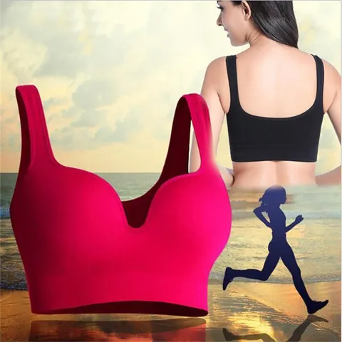 Women's Seamless Wireless Sports Bra Gathered Sleeping Vest 3D Padded Yoga Running Fitness Shockproof Nylon Inner Wear
