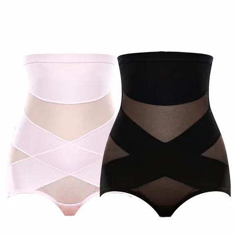 Women High Waist Tummy Control Panties Slimming Shapewear Mesh Stitching Postpartum Recovery Butt Lift Body Shaper Underwear