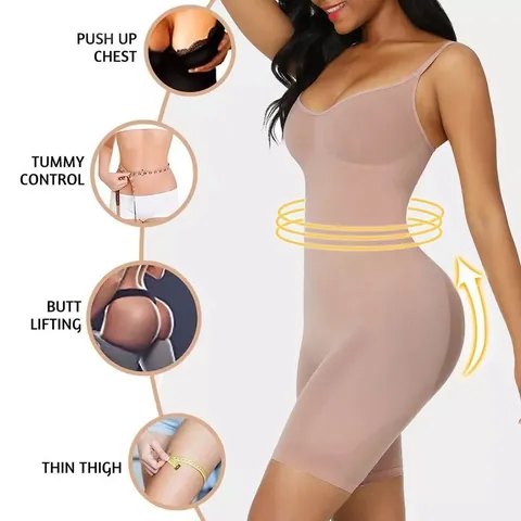 Women Seamless Shapewear Bodysuit Tummy Control Waist Cincher Butt Lifter Nylon Spandex Slimming Body Shaper For Daily Party