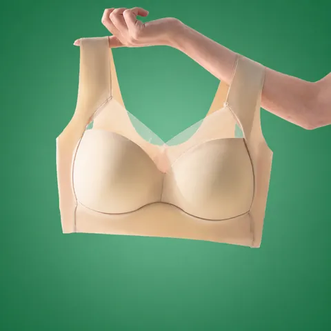 Women Seamless Wireless One-Piece Fixed Cup Bra Mesh Patchwork Breathable Push Up Sleep Vest Lingerie Comfortable Seamless Underwear