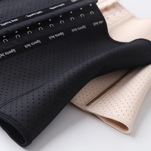 Women Latex Waist Trainer 9 Steel Bones Body Shaper Sports Cincher Belt Breathable Perforated Postpartum Tummy Control Girdle Top