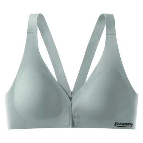 Women's Seamless Front Buckle Wireless Bra V-Neck Push Up Breathable Underwear Everyday Sports Lingerie Bralette With Detachable Pads