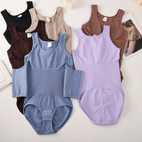 Women Seamless Shapewear Bodysuit Tummy Control Butt Lifting Polyamide Shaper Wide Straps Hook And Eye Closure Body Sculpting Underwear