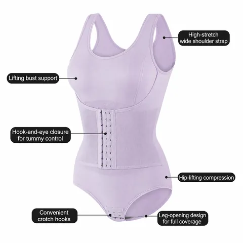 Women Seamless Shapewear Bodysuit Tummy Control Butt Lifting Polyamide Shaper Wide Straps Hook And Eye Closure Body Sculpting Underwear