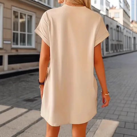 Women's Casual Loose Heart Sequin Embroidery Round Neck Drop Shoulder Short Sleeve Polyester Spandex Mini Dress