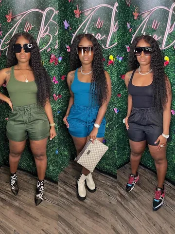 Women Casual Knitted Racerback Tank Top And Drawstring Shorts Two Piece Outfit Top And Bottom Solid Color Summer Loungewear