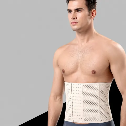 Heren Polyester Legering Buikband Tailleband Ademend Mesh Shapewear Met Haakjes Body Shaper Voor Fitness Ondersteuning