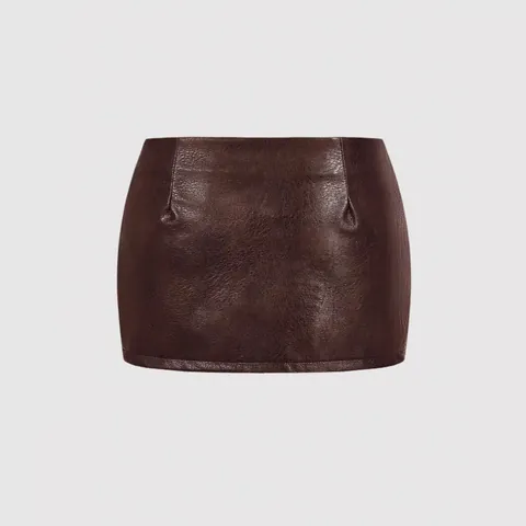 Women's Vintage PU Leather Mini Skirt High Waist Bodycon Distressed Punk Style Short Skirt Bottom with Metal Buckle