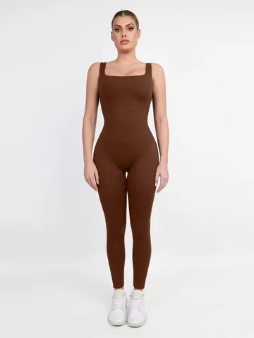 Mono de Yoga Sexy Sin Espalda para Mujer Body de Fitness Sin Mangas de Poliéster Cepillado Espantex Cuello Cuadrado para Entrenamiento Baile