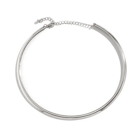 Minimalistische Roestvrij Stalen Brede Cylindrische Choker Halsketting Voor Dames Effen Kleur Gepolijst Mode Metaal HALSGESIERTE
