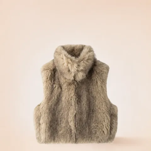 Chaleco de Piel Sintética a la Moda para Mujer Chaqueta sin Mangas Chaleco de Piel Artificial para Otoño Invierno Streetwear Ropa de Abrigo Cálida