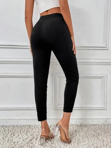 Dames Sexy Kant Patchwork High Waist Leggings Casual Effen Kleur Slim Fit Elastisch Negen-Punt Broek Mode Streetwear Broek