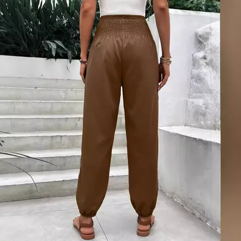 Γυναικείο Ψηλόμεσο Παντελόνι Jogger με Σφηκοφωλιά Casual Χαλαρό με Λάστιχο Cropped Παντελόνι με Τσέπες Πολυεστέρας Καλοκαίρι Παραλία