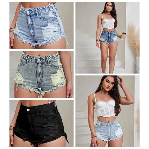 Women's High Waisted Distressed Denim Shorts Frayed Hem Ripped Jean Shorts Casual Summer Bottoms For Women Streetwear