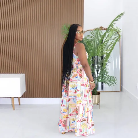 Ensemble Deux Pièces Vacances Femmes Imprimé Tropical Haut Bandeau Smocké Et Jupe Longue Évasée Bretelles Réglables Tenue De Plage