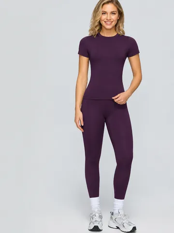 Naked Feel Brushed Yoga Set Top And Bottom High Waist Hip Lifting Tights Fitness Sportswear Quick Dry Running Gym Wear For Women