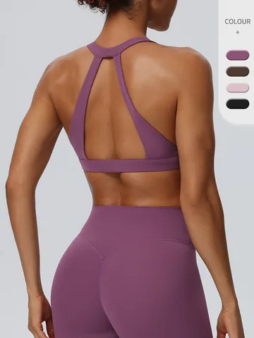 Damen Neckholder Sport-BH Sexy Überkreuzter Rücken Gepolstertes Yoga Tank Top High Impact Fitness Workout Activewear Top