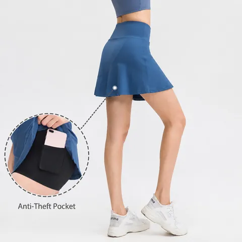 Damen Sport Skort Mit Hoher Taille Schnelltrocknend Athletik Plissee Rock Unterteil Lauf Tennis Fitness Workout Bekleidung