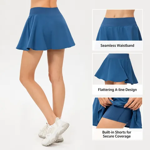Women's High Waist Athletic Skort Quick Dry Breathable Tennis Golf Skirt With Inner Shorts For Fitness Yoga Dance Running