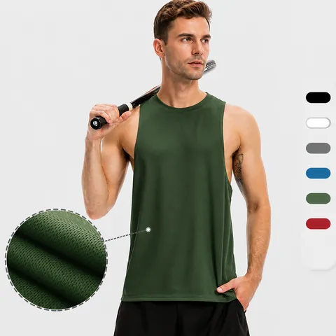 Men's Loose Athletic Tank Top Breathable Mesh Quick-Dry Sleeveless Fitness Running Basketball Training Vest Top