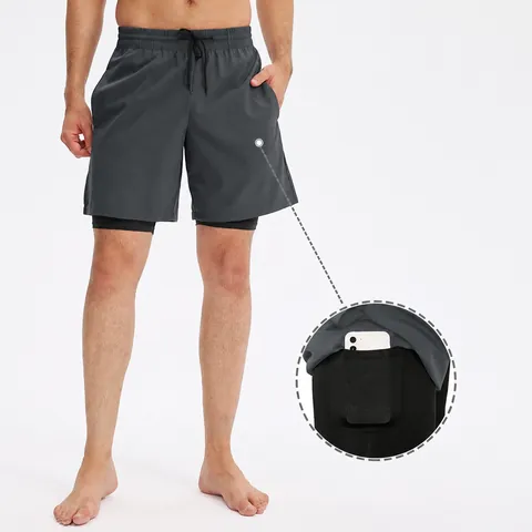 Men's 2-in-1 Athletic Workout Shorts Double Layer Running Gym Training Shorts High Elastic Quick Dry Active Bottoms For Men