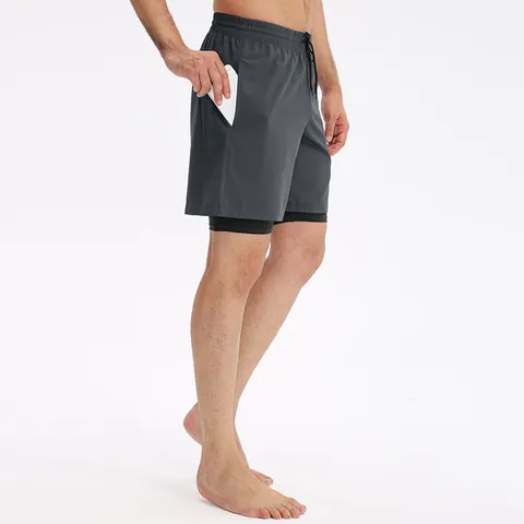 Men's 2-in-1 Athletic Workout Shorts Double Layer Running Gym Training Shorts High Elastic Quick Dry Active Bottoms For Men