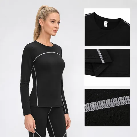 Damen Fleecegefütterte Yoga-Set Winter Warmer Sportanzug Langarm Oberteil Und Unterteil Fitness Gymwear Trainingsanzug