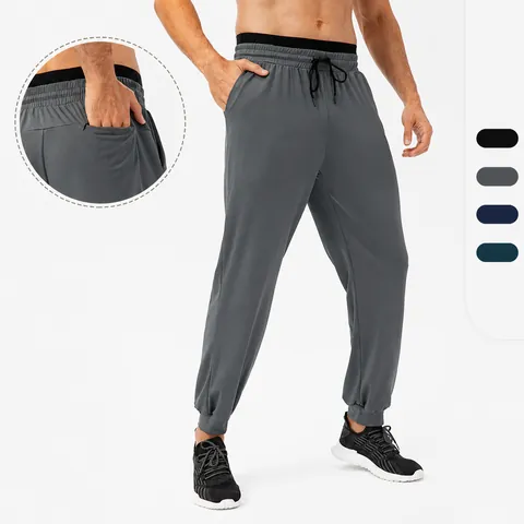 Men's Quick Dry High Waist Jogger Pants Loose Fit Fitness Running Sweatpants With Back Zipper Pocket Sports Bottoms