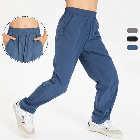 Boys Quick Dry Sports Pants Loose Fit Nylon Jogging Trousers Kids Casual Fitness Running Bottom Activewear