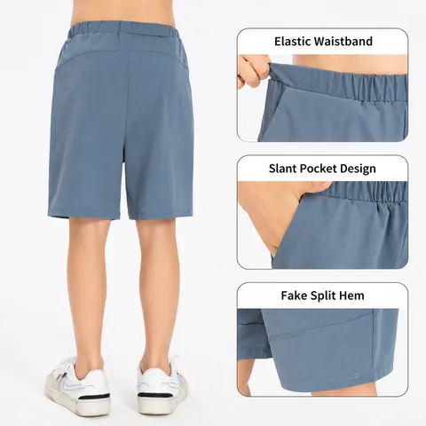 Kids Boys Quick Dry Sports Shorts Nylon Breathable Basketball Running Training Loose Casual Shorts Solid Color Bottoms