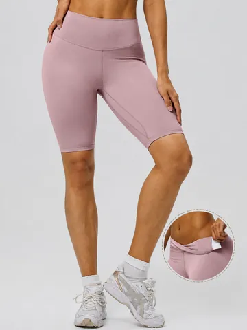 Women's High Waist Yoga Shorts Tummy Control Butt Lift Naked Feeling Brushed Nylon Spandex Biker Shorts Running Gym Sports Bottom