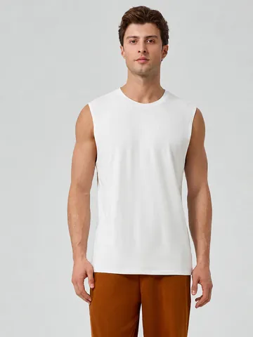 Heren Casual Modal Koelend Sport Tanktop Brede Schouder Ademend Mouwloos Fitness Vest Outdoor Hardlopen Top