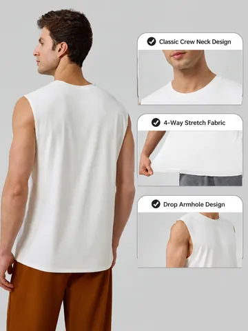 Heren Casual Modal Koelend Sport Tanktop Brede Schouder Ademend Mouwloos Fitness Vest Outdoor Hardlopen Top