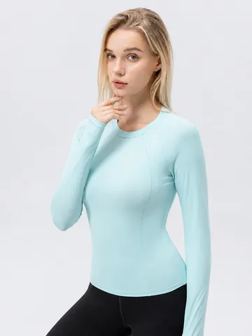 Women Sun Protection Yoga Top Long Sleeve Cooling Breathable Athletic T-Shirt Running Gym Workout Slim Fit Top Thumb Holes