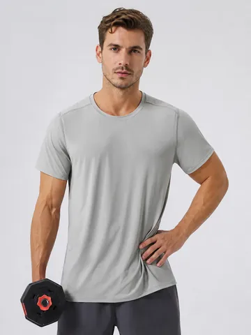 Ανδρικό Αθλητικό T-Shirt Γρήγορου Στεγνώματος Παγωμένο Μετάξι Προστασία UPF Fifty Plus Αναπνεύσιμο Κοντό Μανίκι Γυμναστήριο Τρέξιμο Top