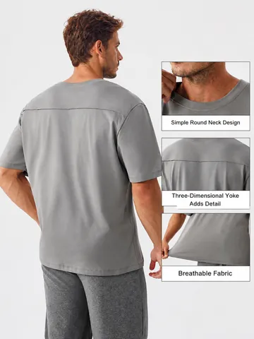 Ανδρικό Αθλητικό T-Shirt Γρήγορου Στεγνώματος Αντιβακτηριδιακό Χαλαρό Αναπνεύσιμο Fitness Top για Τρέξιμο Γυμναστήριο Casual Κοντό Μανίκι Μονόχρωμο