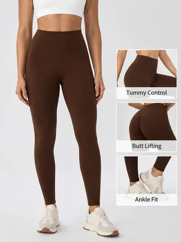 Women High Waist Peach Butt Yoga Pants Fleece Lined Warm Sport Leggings Tummy Control Running Fitness Workout Bottom